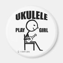 Ukulele Play Girl Refrigerator Magnet
