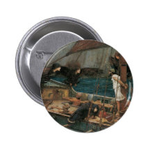 Ulysses and the Sirens by JW Waterhouse, Victorian Pinback Button