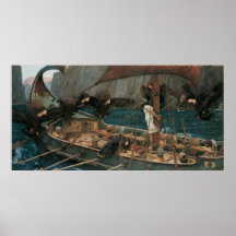 Ulysses and the Sirens by JW Waterhouse, Victorian Posters