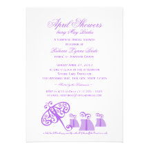 Umbrella and Gifts Violet Bridal Shower Custom Announcements