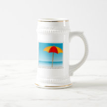 Umbrella, Beach & Ocean Stamp Coffee Mug