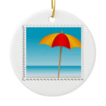 Umbrella, Beach & Ocean Stamp Christmas Tree Ornaments