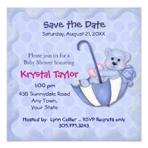 Umbrella Bear Blue - Invitation