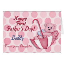 Umbrella Bear Pink - First Fathers Day Greeting Cards