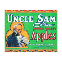 Uncle Sam Apple Label (green) - Wapato, WA Canvas Prints
