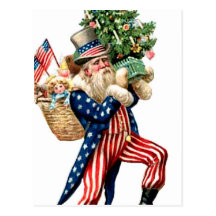 Uncle Sam Santa Claus Christmas Post Card
