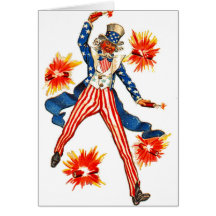 Uncle Sam USA Flag 4th of July Patriotic Vintage Greeting Card