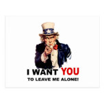 Uncle Sam WANT YOU LEAVE ME ALONE postcards