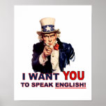 Uncle Sam WANT YOU speak english posters