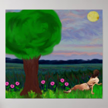 "Under a Full Moon Night" Original Art Print