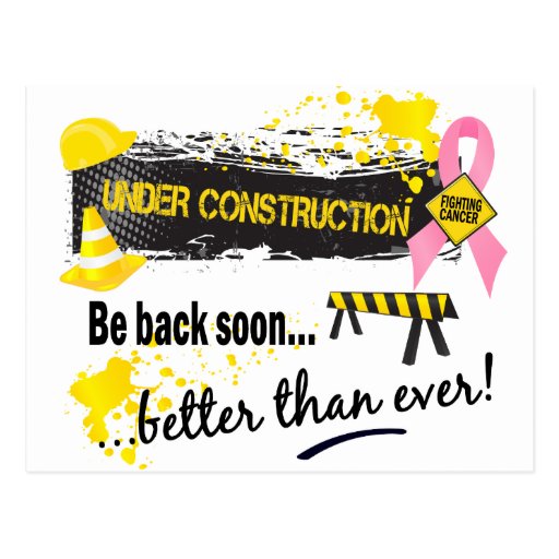 Under Construction Breast Cancer Postcards