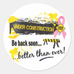 Under Construction Breast Cancer Round Sticker