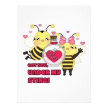 Under My Sting Funny Valentine Bees Personalized Announcements