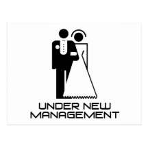 Under New Management Married Postcard