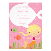 Under the sea mermaid birthday party invitation