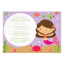 Under the sea mermaid birthday party invitation