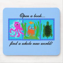 Undersea Open a Book Tshirts and Gifts Mouse Mats