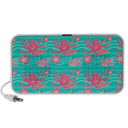 Underwater Pink Octopus Pattern Doodle iPod Speaker