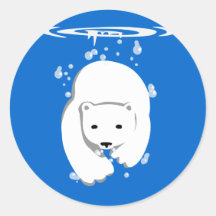 Underwater Polar Bear Round Sticker
