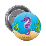 Underwater Purple Seahorse Button