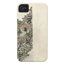 Unfinished 'Bird and Vine' wood block design for w iPhone 4 Covers