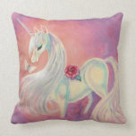 Unicorn In Blush Of Dawn Throw Pillow