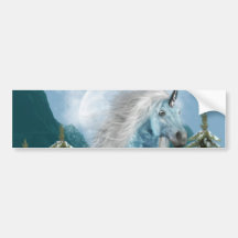 Unicorn in Moonlight Bumper Sticker