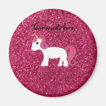 Unicorn pink glitter fridge magnet