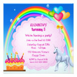 Unicorn, Rainbow & Cake Cute Birthday Party Invite