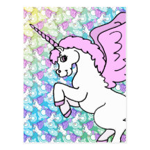 Unicorn Rainbow Pattern Post Card