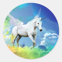 Unicorn Rainbow Round Stickers