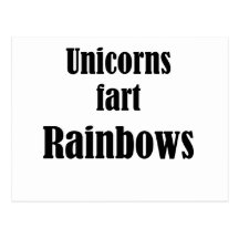 Unicorns fart rainbows post cards