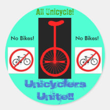 Unicyclers Unite Round Sticker