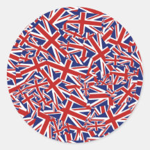 Union Jack Collage Round Stickers