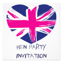 Union Jack Flag Hen Party Invitation