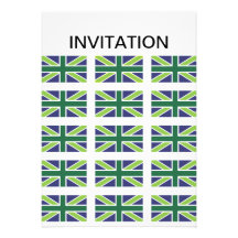 Union Jack Flag in Green Invitation