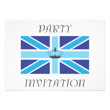 Union Jack Flag in shades of Blue Invitation