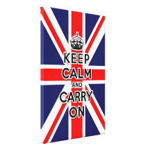 Union Jack flag keep calm and carry on Stretched Canvas Print