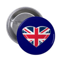 Union Jack Heart Gifts Pinback Button