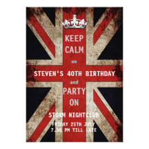 Union Jack UK Flag Birthday Party Custom Announcements