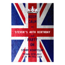 Union Jack UK Flag Birthday Party Personalised Announcement