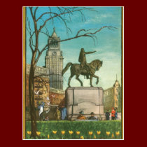 Union Square, New York. Vintage Painting. postcards