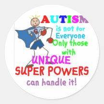 Unique Super Powers Autism Round Sticker