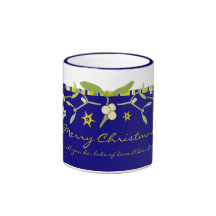 Uniquely designed blue christmas thank you mug