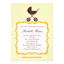 Unisex Baby Shower Invitation with Stroller