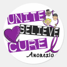 UNITE BELIEVE CURE ANOREXIA ROUND STICKER
