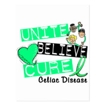 UNITE BELIEVE CURE Celiac Disease Post Cards