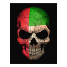 United Arab Emirates Flag Skull on Black Invitations