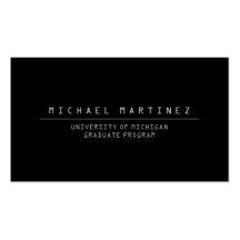 UNIVERSITY/COLLEGE STUDENT BLACK Business Card