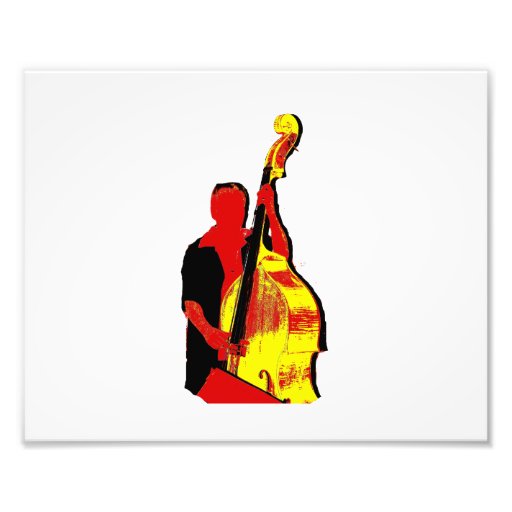 Upright Bass Player Image Design Red and Yellow Photo Art